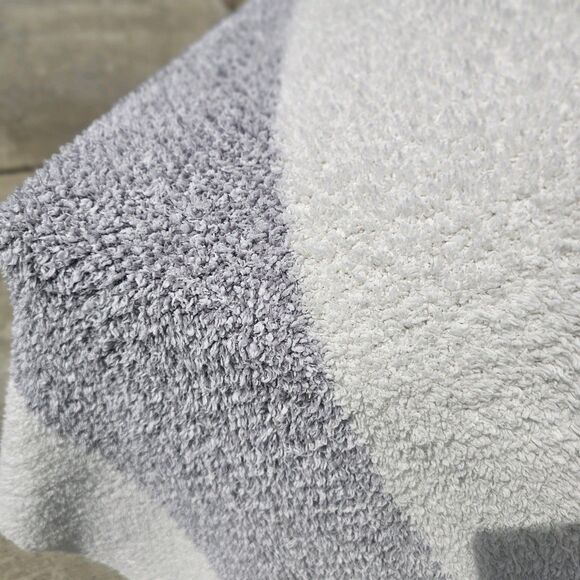 Barefoot Dreams Cozy Chic Throw Blanket  40"x60" Ivory Gray Stripe, Style 619 - Picture 7 of 9